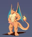  abs anthro anthrofied balls big_penis charizard claws fire grey_background humanoid_penis male muscular muscular_male nintendo nude penis pok&eacute;mon pok&eacute;mon_(species) shinypokerus simple_background smile smirk solo video_games wings 
