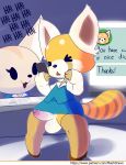  aggressive_retsuko anthro athro balls bottomless canine clothed clothing crossdressing embarrassed erection fennec fenneko foreskin fox humanoid_penis laugh maehdoggie male mammal penis precum red_panda resasuke uncut 