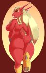  2018 anthro areola big_breasts blaziken breasts butt digital_media_(artwork) female fur hair huge_breasts looking_at_viewer micki nintendo nipples nude pok&eacute;mon pok&eacute;mon_(species) red_fur simple_background smile solo thick_thighs video_games 