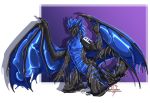  alpha_channel anthro black_skin blue_eyes blue_scales blue_skin crimsoneclipse dragon dripping featureless_crotch goo grin looking_at_viewer male markings melting membranous_wings rithzarian scales scalie simple_background smile solo stripes wings 