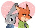  &lt;3 anthro black_nose canine chibimame86 clothed clothing disney female fox fur happy judy_hopps lagomorph larger_anthro larger_male love male mammal necktie nick_wilde predator/prey rabbit romantic_couple size_difference smaller_anthro smaller_female smile zootopia 