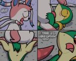  2018 blush comic dialogue digital_media_(artwork) duo eeveelution english_text erection fellatio female feral feral_on_feral fur interspecies male male/female male_penetrating mammal nintendo nude open_mouth oral oral_penetration penetration penis pok&eacute;mon pok&eacute;mon_(species) pokefound pussy reptile scalie sex smile snivy sylveon text tongue video_games 
