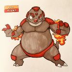  2018 2_toes 3_fingers alternate_color anthro belly biped black_eyes claws clothed clothing english_text eyebrows fak&eacute;mon fangs fire firefightdex flaming_tail forehead_gem front_view full-length_portrait grey_body grey_tail hatching_(technique) hi_res horn male marker_(artwork) mfanjul mixed_media musclegut muscular muscular_male nintendo overweight overweight_male pecs pen_(artwork) pok&eacute;mon pok&eacute;mon_(species) portrait red_body red_clothing red_horn rhyperior scalie shadow simple_background small_pupils smile solo spread_legs spreading standing text thick_eyebrows thong toe_claws toes toony topless traditional_media_(artwork) two_tone_body video_games white_background white_claws wide_stance 