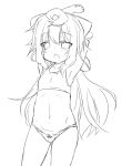  1boy armpits arms_up hacka_doll hacka_doll_3 male_focus midriff monochrome navel open_mouth panties saezuru_usagi sketch solo trap twintails underwear 