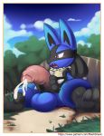  2019 absurd_res anthro balls big_balls big_penis black_fur blue_balls blue_fur blush cum cumshot ejaculation foreskin fur hi_res huge_balls huge_penis humanoid_penis hyper hyper_balls hyper_penis lucario maehdoggie male masturbation nintendo nude open_mouth orgasm outside penis pink_penis pok&eacute;mon pok&eacute;mon_(species) red_eyes sitting solo spikes spread_legs spreading uncut video_games yellow_fur 