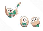  2016 3_toes action_pose ambiguous_gender attack avian beak biped bird claws feathers feral head_tilt ken_sugimori multiple_poses nintendo official_art pok&eacute;mon pok&eacute;mon_(species) pose rowlet simple_background solo standing suspended_in_midair tail_feathers talons toe_claws toes video_games 