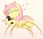  &lt;3 2018 alternate_species ambiguous_gender arachnid arthropod digital_media_(artwork) duo evehly eyes_closed female fluttershy_(mlp) fly friendship_is_magic hair hi_res insect my_little_pony pink_hair simple_background smile spider 