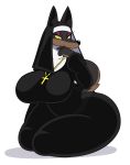  2018 acstlu anthro big_breasts breasts canine christianity clothed clothing cross dog eyelashes eyeshadow female habit hi_res jewelry laverne_(sssonic2) looking_at_viewer makeup mammal necklace nun religion simple_background solo thick_thighs voluptuous white_background yellow_eyes 