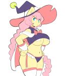  anthro big_breasts blue_eyes braided_hair breasts canine clothed clothing dog female fur garter_belt garter_straps hair hat legwear long_hair mammal navel panties pink_hair theycallhimcake thigh_highs totty_(character) under_boob underwear witch_hat yellow_fur 