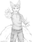  2018 5_fingers anthro braided_hair canine clothed clothing fox goldendruid hair looking_at_viewer male mammal sketch solo standing 