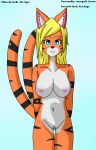  base blonde_hair breasts cat clothing cute exposed fan_character feline female hair mammal model nipples nude panties stripe stripes tails_(disambiguation) tiger tigress_(disambiguation) two underwear 
