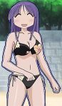  bikini blue_hair blush breasts cleavage closed_eyes collarbone headshop hinata_yukari long_hair open_mouth screencap self_upload smile solo swimsuit third-party_edit yuyushiki 