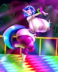  09hankris 2018 5_fingers anthro areola big_breasts blue_hair blush breasts clothed clothing collaboration dance_floor dancing equine erect_nipples exposed_breasts eyebrows eyelashes eyes_closed female friendship_is_magic grey_areola hair happy hi_res hooves horn huge_breasts inside leggings legwear light mammal marauder6272 multicolored_hair music musical_note my_little_pony nipples on_one_leg open_mouth open_smile portrait public railing raised_leg short_hair smile smoke solo standing teeth thick_thighs tongue two_tone_hair unicorn vinyl_scratch_(mlp) voluptuous wardrobe_malfunction wide_hips 