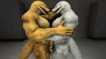  2018 3d_(artwork) balls clothing digital_media_(artwork) duo erection gym male male/male maxdigiipower muscular muscular_male penis reptile scale scalie snake source_filmmaker 