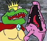  anonymous_artist anthro crocodilian donkey_kong_(series) king_k_rool kremling laugh male meme metroid nintendo reaction_image reptile ridley scalie super_smash_bros super_smash_bros._ultimate video_games 