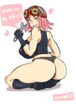  1girl ass back bare_shoulders boku_no_hero_academia breasts curvy english english_text fingerless_gloves gloves goggles happy hatsume_mei heart hips huge_ass huge_breasts invitation kneeling legs looking_at_viewer looking_nack open_mouth panties pink_hair smile solo speech_bubble tank_top teeth text_focus thick_thighs thighs tongue underwear wide_hips wrench yellow_eyes 