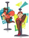  anthro bagelcollector breasts canine clothed clothing dancing female footwear fox high_heels legwear mammal nipple_tape pasties pole pole_dancing shoes skimpy solo stockings stripper_pole tape thick_thighs underwear voluptuous wide_hips 