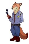  anthro canine clothing disney eyewear fox fur green_eyes male mammal nick_wilde police_uniform roarwolf sunglasses uniform zootopia 