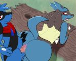  2018 anal anal_penetration anus balls butt cum cum_in_ass cum_inside duo erection firebadger fur looking_back lucario male male/male nintendo nude open_mouth penetration penis pok&eacute;mon pok&eacute;mon_(species) riolu scarf sex slightly_chubby smile spike_(disambiguation) tongue video_games 