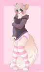  anthro blush cat clothing diaper embarrassed feline hoodie legwear male mammal solo standing stockings strawberryneko 
