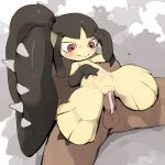  abdominal_bulge balls black_hair blush cum cum_in_pussy cum_inside erection extra_mouth female grey_background hair hand_up human interspecies looking_down male male/female mammal mawile nintendo penetration penis pok&eacute;mon pok&eacute;mon_(species) pok&eacute;philia red_eyes sex simple_background solo_focus spread_legs spreading sweat teeth vaginal vaginal_penetration video_games youjomodoki 