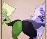  amethyst_(steven_universe) blushmallet butt cartoon_network clothing female female/female not_furry peridot_(steven_universe) smile steven_universe tongue 