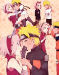  1girl bike_shorts breasts cosplay facial_mark forehead_protector haruno_sakura hokage konohagakure_symbol naruto naruto_(series) naruto_shippuuden ninja pink_hair sera_(serappi) short_hair socks spiked_hair uzumaki_naruto whisker_markings younger 