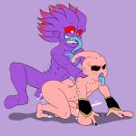  all_fours balls black_eyes blue_tongue blush butt cum doggystyle dragon_ball dragon_ball_heroes dragon_ball_z ejaculation erection finn_(dragon_ball_heroes) from_behind_position kid_buu majin majin_buu male male/male nude one_leg_up orgasm orgasm_face penis pink_skin purple_skin red_eyes sex simple_background unknown_artist 