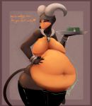  anthro asaneman belly big_belly breasts digestion english_text female female_pred horn houndoom mostly_nude navel nintendo pok&eacute;mon pok&eacute;mon_(species) red_eyes solo stomach_noises text video_games vore 