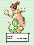  bottomless caterpie clothed clothing digital_media_(artwork) featureless_crotch female humanoid hyperflannel invalid_tag misty nintendo pok&eacute;mon pok&eacute;mon_(species) skimpy solo toony transformation video_games 
