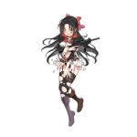  belt beretta_cx4 beretta_cx4_(girls_frontline) black_hair blush boots choker covering covering_breasts damaged full_body garter_straps garters girls_frontline gun haijin hair_ribbon long_hair official_art open_mouth panties pink_eyes ribbon rifle skirt sleeve_cuffs solo thighhighs torn_clothes torn_legwear torn_skirt transparent_background underwear utility_belt weapon 