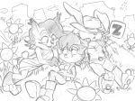  anthro black_and_white breasts bunnie_rabbot cleavage clothed clothing cybernetics cyborg feline female flower group hair hat jonas lynx machine mammal monochrome nicole_the_lynx open_mouth outside plant rodent sally_acorn sleeping sonic_(series) squirrel 