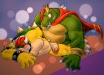  anal anal_penetration anthro anthro_on_anthro barazoku barefoot biceps blush bowser cape claws clothing crocodilian crossover crown donkey_kong_(series) erection eyes_closed fangs from_behind_position hair headgear hi_res horn humanoid_penis king king_k_rool koopa kremling lying male male/male manly mario_bros musclegut muscular navel nintendo nude on_side pecs penetration penis red_eyes reptile rolz royalty scalie sex sharp_claws sharp_teeth shell smile spikes tears teeth toe_claws triceps uncut vein veiny_penis video_games 