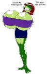  amphibian anthro big_breasts breast_implants breasts clothed clothing digital_media_(artwork) fake_breasts fan_character female frog green_escort huge_breasts hyper hyper_breasts hyperflannel invalid_tag red_eyed_tree_frog skimpy solo standing toony 