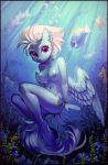  2018 5_fingers anthro areola baramx blue_areola blue_feathers bracelet breasts bubble butt collaboration cute cutie_mark detailed_background equine erect_nipples eyebrows eyelashes feathered_wings feathers female fish fleetfoot_(mlp) friendship_is_magic hair hi_res hooves jewelry looking_at_viewer mammal marine my_little_pony navel nipples nude pegasus plant portrait purple_eyes ramiras rock sharedast ship short_hair skinny_dipping smile solo sunlight underwater vehicle water wet white_hair wings wonderbolts_(mlp) 