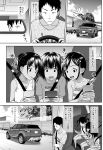  3girls black_hair camisole car car_interior comic commentary_request driving faceless faceless_female freckles greyscale grin ground_vehicle hair_bobbles hair_ornament hairclip handheld_game_console highres long_hair marukorondo mirror monochrome motor_vehicle multiple_girls nintendo_ds open_mouth original playing_games rear-view_mirror reflection seatbelt shirt short_hair sitting smile steering_wheel striped_camisole tank_top translation_request twintails upper_body white_tank_top 