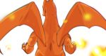  96_gatefield ambiguous_gender butt charizard claws fire looking_away muscular muscular_ambiguous nintendo pok&eacute;mon pok&eacute;mon_(species) simple_background solo video_games white_background wings 