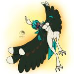  anthro anthrofied avian breasts claws decidueye digitigrade feathers female flying half-closed_eyes looking_at_viewer nintendo nude open_mouth orange_eyes pok&eacute;mon pok&eacute;mon_(species) pussy solo video_games winged_arms wings yojek163 