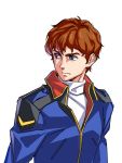  amuro_ray blue_eyes brown_hair char's_counterattack commentary_request gundam looking_to_the_side male_focus military military_uniform short_hair solo suzutsuki_kurara turtleneck uniform upper_body white_background 