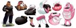  apron bear canine clothing dog dress female footwear fur gender_transformation high_heels housewife_outfit husky male mammal pink_fur shoes slightly_chubby transformation 