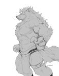  2018 abs anthro biceps canine clothing fur gawein-dragon loincloth male mammal muscular muscular_male pecs wolf 