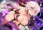  ahoge bangs bare_shoulders bikini black_bikini blush breasts choker cleavage collarbone commentary_request cropped_jacket dutch_angle eyebrows_visible_through_hair fate/grand_order fate_(series) full_body hair_between_eyes holding holding_weapon jeanne_d'arc_(alter_swimsuit_berserker) jeanne_d'arc_(fate)_(all) large_breasts lips long_hair long_sleeves looking_at_viewer o-ring parted_lips red_legwear shiny shiny_skin sidelocks single_bare_shoulder single_thighhigh solo swimsuit teddy_(khanshin) thighhighs thighs unsheathed weapon yellow_eyes 