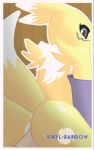  2018 animated anthro black_sclera blue_eyes canine cowgirl_position digimon digimon_(species) eyelashes female fur looking_at_viewer mammal on_top penetration penis pussy renamon sex vaginal vaginal_penetration vinylr white_fur yellow_fur 