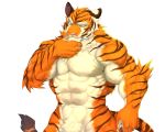  2018 abs anthro biceps captainjohkid digital_media_(artwork) feline fur hi_res male mammal muscular striped_fur stripes tiger 