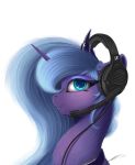  2018 blue_eyes blue_hair equine eyeshadow female friendship_is_magic hair headphones headset horn looking_at_viewer makeup mammal my_little_pony portrait princess_luna_(mlp) skitsniga solo unicorn 