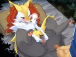  anthro blush braixen canine censored duo female fluffy fur human human_on_anthro interspecies kame_3 male male/female mammal mosaic_censorship nintendo nude penis pok&eacute;mon pok&eacute;mon_(species) pussy solo_focus tongue video_games 