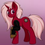  2018 amputee augment cutie_mark dock equine eyebrows feral gradient_background hair horn horse jessijinx looking_back male mammal my_little_pony pink_eyes pony prosthetic simple_background solo standing unicorn 