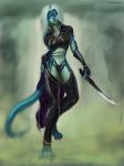  anthro armor bikini chainmail clothed clothing dagger digital_media_(artwork) female ghost gloves leather legwear mammal melee_weapon mustelid otter shinard skimpy spirit stockings swimsuit unconvincing_armor weapon 