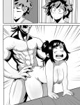  2koma abs ahegao all_might ass_grab bent_over blush boku_no_hero_academia breasts caught comic doggystyle erect_nipples greyscale happy_sex hetero midoriya_inko midoriya_izuku monochrome mother_and_son muscle nipples nude plump rolling_eyes sex surprised teacher_and_student textless transformation walk-in 