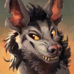  2018 ambiguous_gender fangs fur headshot_portrait kenket mightyena nintendo notched_ear pok&eacute;mon pok&eacute;mon_(species) portrait reaction_image smile solo teeth traditional_media_(artwork) video_games whiskers 